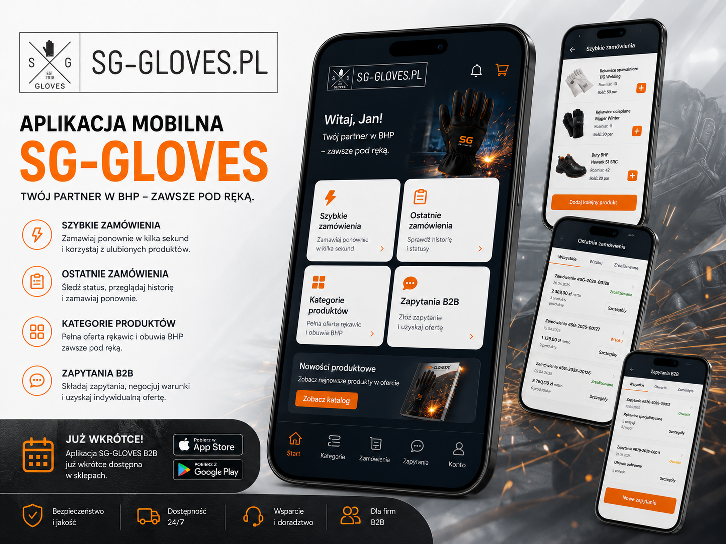 Aplikacja SG-GLOVES ekran główny