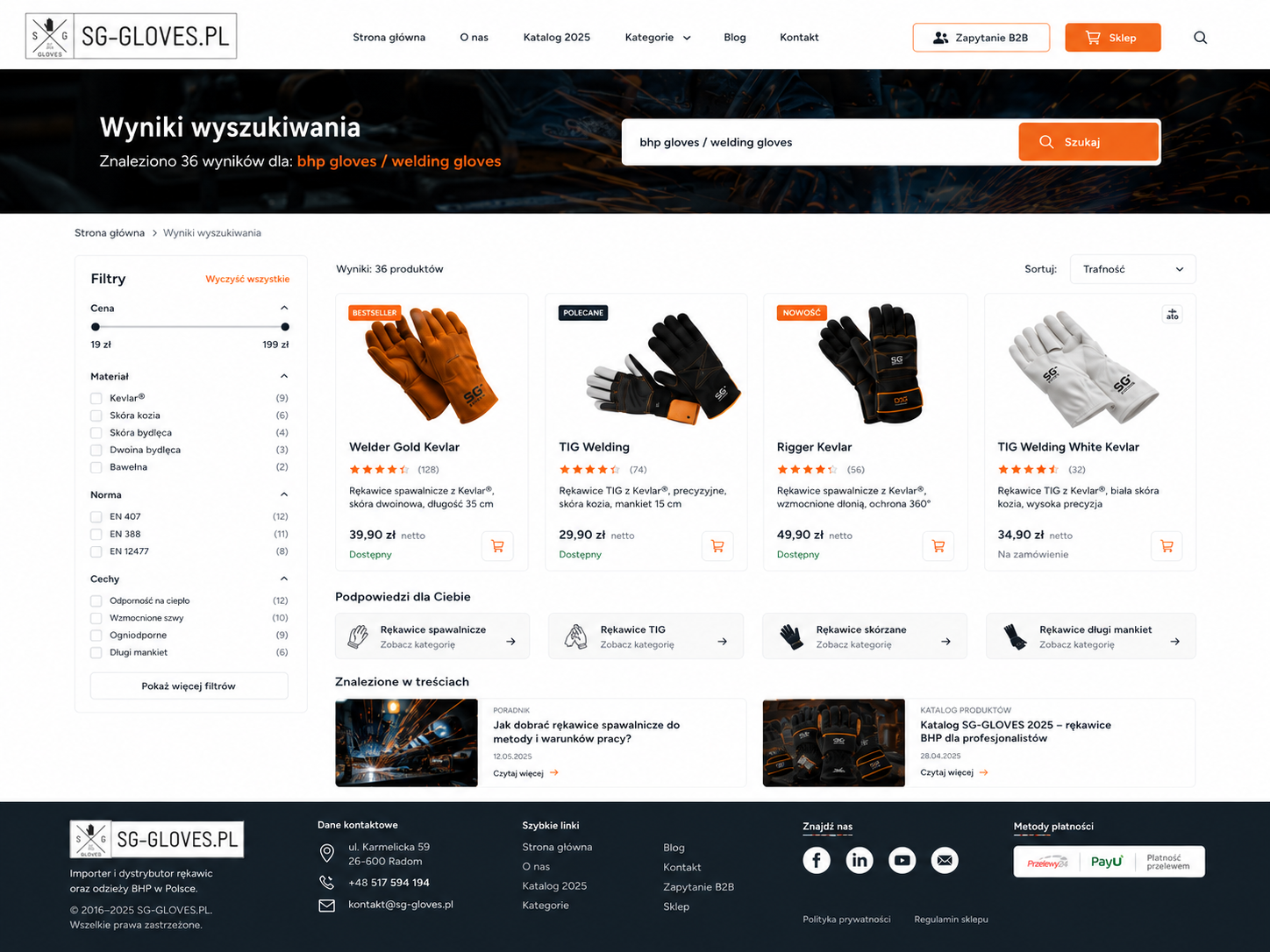 Desktop SG-GLOVES wyszukiwanie